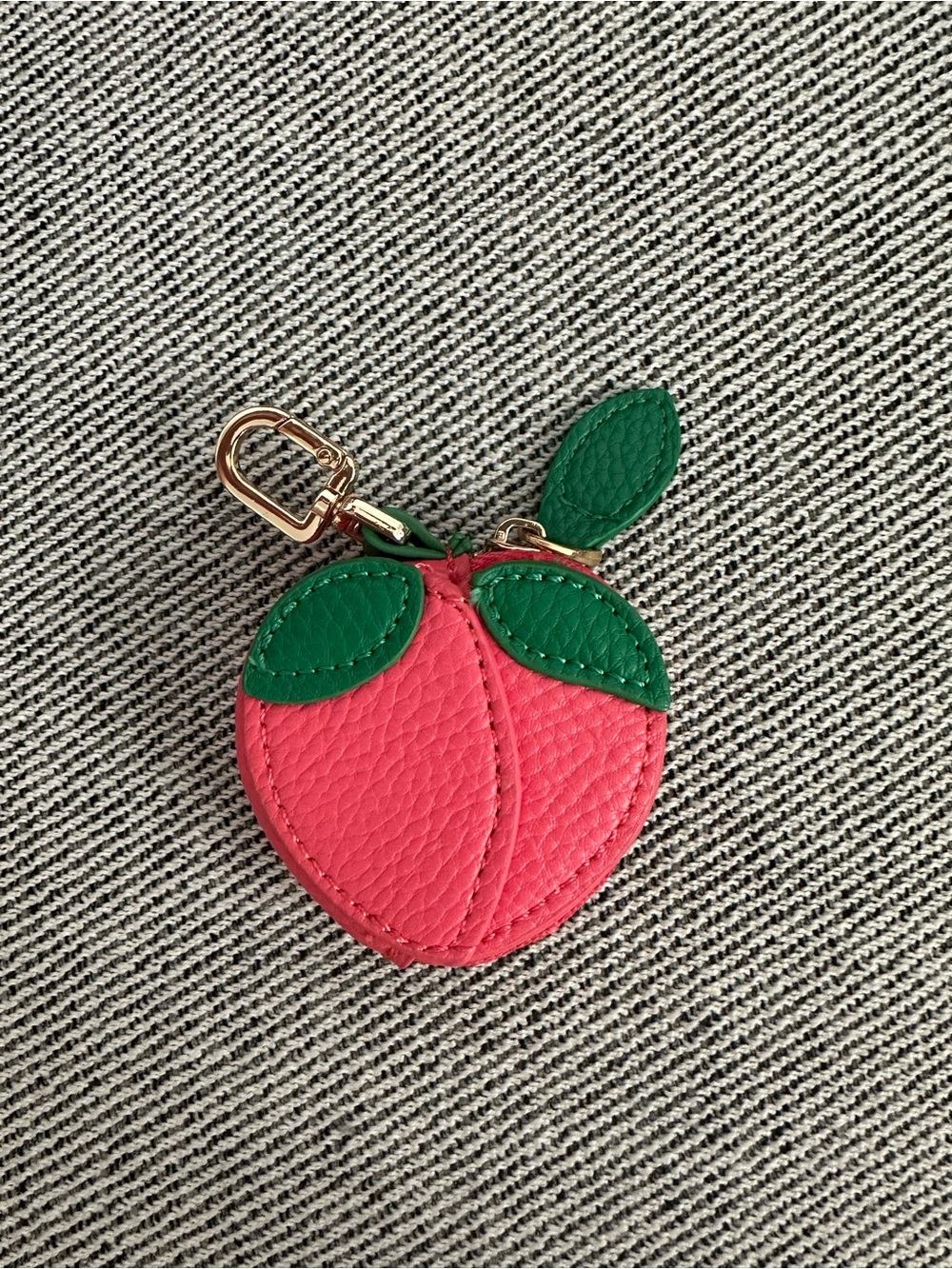 Cute Pink Leather Peach Bag Charm Coin Purse Key Chain⁠